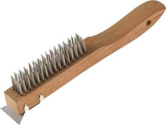 O-Cedar - 4 Columns x 16 Rows, Steel Wire Brush - 7" Brush Length, 10" OAL, 1-1/8" Trim Length, Wood Shoe Handle - Top Tool & Supply