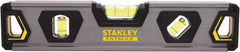 Stanley - 9" Long 3 Vial Torpedo Level - Aluminum, Black/Silver/Yellow, 1 45°, 1 Level & 1 Plumb Vials - Top Tool & Supply