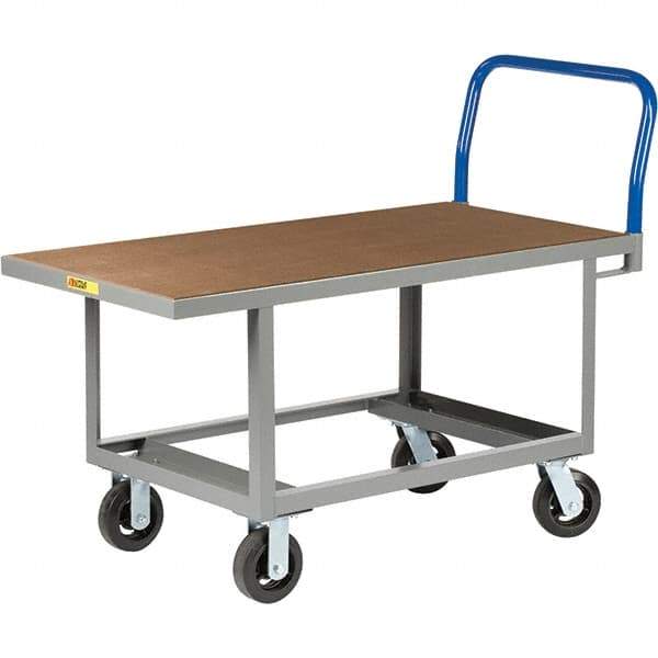 Little Giant - 2,000 Lb Capacity Steel Platform Truck - Steel Deck, 24" OAW, 48" Platform Length, Mold On Rubber Casters - Top Tool & Supply