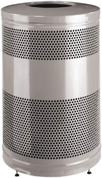 Rubbermaid - 51 Gal Silver Round Decorative Waste Receptacle With Top - Steel, 902mm High - Top Tool & Supply