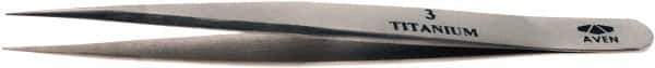 Aven - 4-7/8" OAL 3 Precision Tweezers - Fine Straight Point - Top Tool & Supply