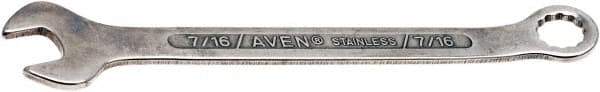 Aven - 7/16" 12 Point Combination Wrench - 6-1/16" OAL, Stainless Steel, Polished Finish - Top Tool & Supply