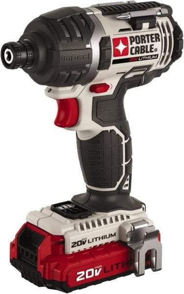 Porter-Cable - 20 Volt, 1/4" Drive, Cordless Impact Driver - Pistol Grip Handle, 2900 RPM, 2 Lithium-Ion Batteries Included - Top Tool & Supply