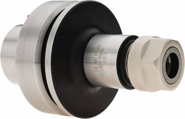 Iscar - 0.5mm to 10mm Capacity, 80mm Projection, HSK63F Hollow Taper, ER16 Collet Chuck - 0.0001" TIR, Through-Spindle - Exact Industrial Supply