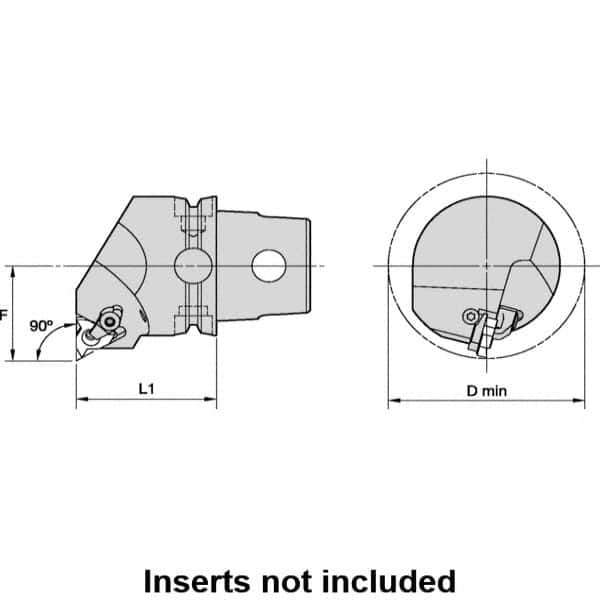 Kennametal - Insert Style LT 22NR, 50mm Head Length, Right Hand Cut, Internal Modular Threading Cutting Unit Head - System Size KM50TS, 35mm Center to Cutting Edge, Series LT Threading - Top Tool & Supply