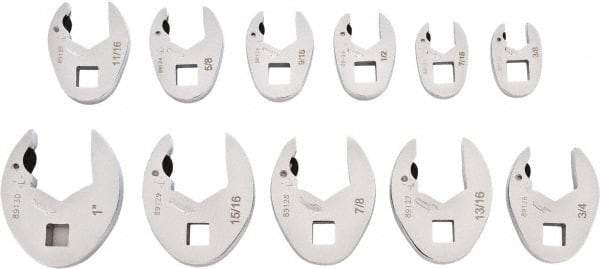 GearWrench - 11 Piece 3/8" Drive Open End Crowfoot Wrench Set - 3/8 to 1" - Top Tool & Supply