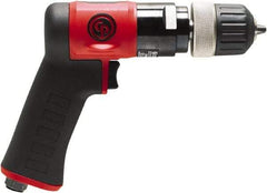 Chicago Pneumatic - 3/8" Keyless Chuck - Pistol Grip Handle, 3,000 RPM, 0.6 hp, 90 psi - Top Tool & Supply