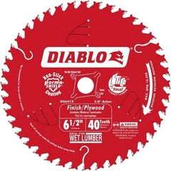 Freud - 6-1/2" Diam, 5/8" Arbor Hole Diam, 40 Tooth Wet & Dry Cut Saw Blade - Carbide-Tipped, Finishing Action, Standard Round Arbor - Top Tool & Supply