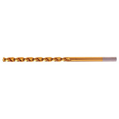 10.00mm RHS / RHC HSS-CO 8% (M42) 135 Degree Split Point Q-Cobalt Wide Land Parabolic Taper Length Drill - TiN - Exact Industrial Supply