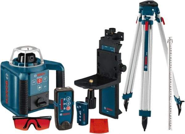 Bosch - 1,000' Measuring Range, 1/8" at 100' Accuracy, Self-Leveling Horizontal & Vertical Rotary Laser - ±5° Self Leveling Range, 1 Beam, 2-D Battery Included - Top Tool & Supply