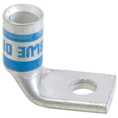 Panduit - 6 AWG Noninsulated Compression Connection Right Angle Ring Terminal - 1/4" Stud, 1.03" OAL x 0.48" Wide, Tin Plated Copper Contact - Top Tool & Supply