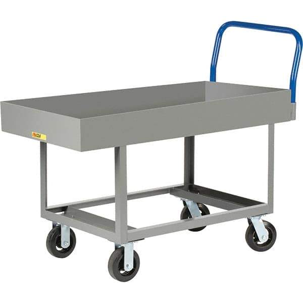 Little Giant - 2,000 Lb Capacity Steel Platform Truck - Steel Deck, 24" OAW, 49-1/2" Platform Length, Mold On Rubber Casters - Top Tool & Supply