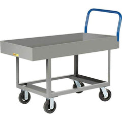 Little Giant - 2,000 Lb Capacity Steel Platform Truck - Steel Deck, 30" OAW, 61-1/2" Platform Length, Mold On Rubber Casters - Top Tool & Supply