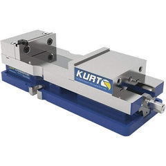 Kurt - 4" Jaw Width, 6-1/2" Jaw Opening Capacity, Horizontal Stationary Machine Vise - Manual Operation, 60 Lb Capacity, 1 Station, 14.56" Long x 84.47mm High x 1-15/64" Deep, 1.235" Jaw Height, 7,500 Lb Max Clamp Force, Ductile Iron - Top Tool & Supply