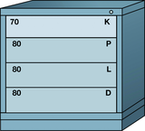 Table-Standard Cabinet - 4 Drawers - 30 x 28-1/4 x 30-1/8" - Single Drawer Access - Top Tool & Supply