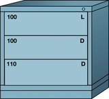 Table-Standard Cabinet - 3 Drawers - 30 x 28-1/4 x 30-1/8" - Single Drawer Access - Top Tool & Supply