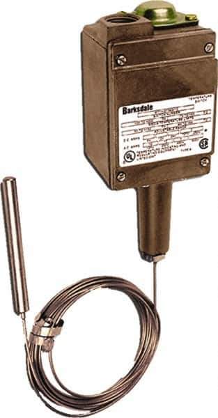 Barksdale - -50 to 150°F Remote Mount Temperature Switch - 3/8 x 4-1/16 Capillary, 304 Stainless Steel, ±1% of mid-60% of F.S. - Top Tool & Supply