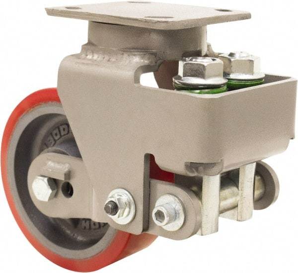 Hamilton - 6" Diam x 2" Wide, Polyurethane Mold on to Cast Iron Center Swivel Caster - 1,200 Lb Capacity, Top Plate Mount, 4" x 5" Plate, Sealed Precision Ball Bearing Bearing - Top Tool & Supply