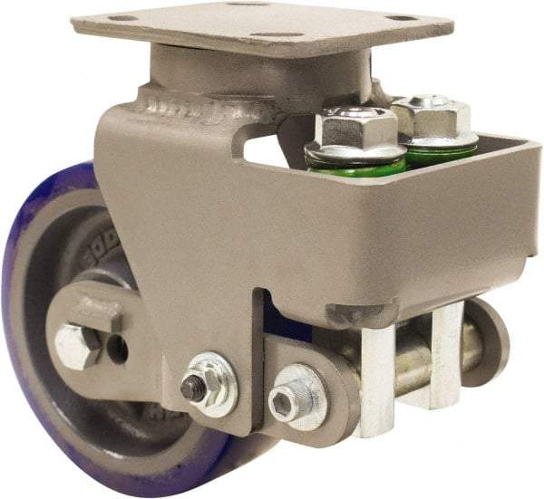 Hamilton - 6" Diam x 2" Wide, Polyurethane Mold on to Cast Iron Center Swivel Caster - 960 Lb Capacity, Top Plate Mount, 4" x 5" Plate, Sealed Precision Ball Bearing Bearing - Top Tool & Supply