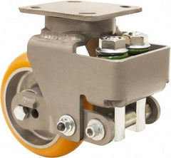 Hamilton - 6" Diam x 2" Wide, Polyurethane Mold on to Cast Iron Center Swivel Caster - 800 Lb Capacity, Top Plate Mount, 4" x 5" Plate, Sealed Precision Ball Bearing Bearing - Top Tool & Supply