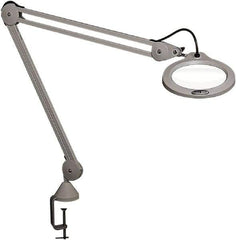 Vision Engineering - 30" Arm, Spring Suspension, Clamp Mount, LED, Light Gray, Magnifying Task Light - 10 Watts, 100-240 Volts, 1.75x Magnification, 5" Wide x 13" Long - Top Tool & Supply