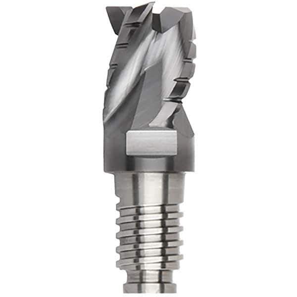 Kennametal - 12mm Diam, 9mm LOC, 3 Flute, 0.4mm Corner Radius End Mill Head - Solid Carbide, AlTiN Finish, Duo-Lock 12 Connection, Spiral Flute, 35° Helix, Centercutting - Top Tool & Supply