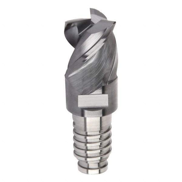 Kennametal - 12mm Diam, 9mm LOC, 3 Flute, 0.4mm Corner Radius End Mill Head - Solid Carbide, AlTiN Finish, Duo-Lock 12 Connection, Spiral Flute, 42, 45 & 48° Helix, Centercutting - Top Tool & Supply