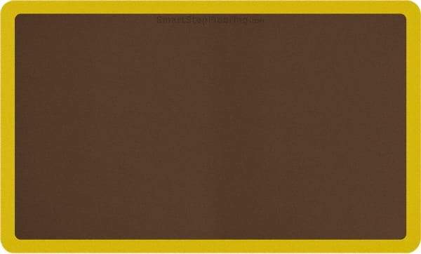 Smart Step - 5' Long x 3' Wide, Dry Environment, Anti-Fatigue Matting - Brown with Yellow Borders, Urethane with Urethane Sponge Base, Beveled on All 4 Sides - Top Tool & Supply