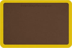 Smart Step - 3' Long x 2' Wide, Dry Environment, Anti-Fatigue Matting - Brown with Yellow Borders, Urethane with Urethane Sponge Base, Beveled on All 4 Sides - Top Tool & Supply