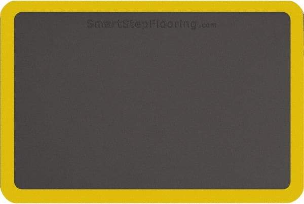 Smart Step - 3' Long x 2' Wide, Dry Environment, Anti-Fatigue Matting - Gray with Yellow Borders, Urethane with Urethane Sponge Base, Beveled on All 4 Sides - Top Tool & Supply