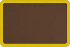 Smart Step - 3' Long x 2' Wide, Dry Environment, Anti-Fatigue Matting - Brown with Yellow Borders, Urethane with Urethane Sponge Base, Beveled on All 4 Sides - Top Tool & Supply