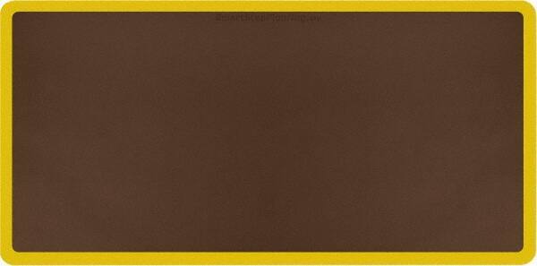 Smart Step - 6' Long x 3' Wide, Dry Environment, Anti-Fatigue Matting - Brown with Yellow Borders, Urethane with Urethane Sponge Base, Beveled on All 4 Sides - Top Tool & Supply