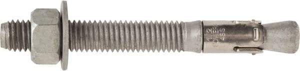 Powers Fasteners - 3/4" Diam, 3/4" Drill, 7" OAL, 1-1/2" Min Embedment Wedge Expansion Concrete Anchor - 1035 Carbon Steel, Hot Dipped Galvanized Finish, Hex Nut Head, Hex Drive, 4-5/8" Thread Length - Top Tool & Supply