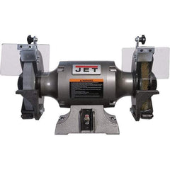 Jet - 8" Wheel Diam, 1 hp Bench Grinder - 5/8" Arbor Hole Diam, 1 Phase, 3,450 Max RPM, 115 Volts - Top Tool & Supply