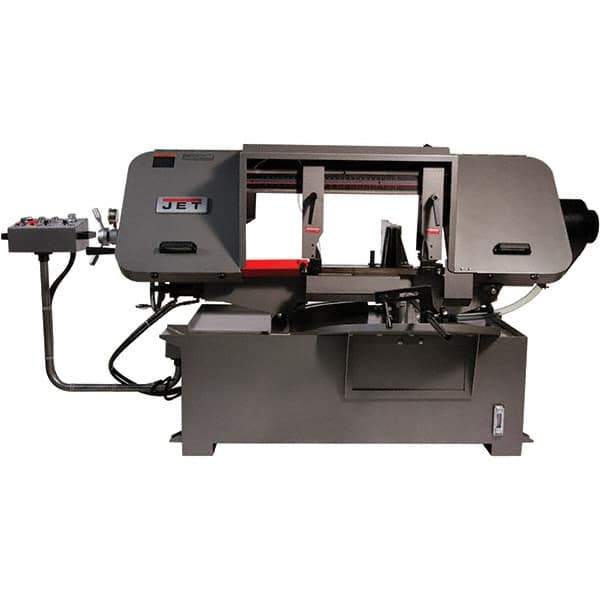 Jet - 19-1/4 x 4" Max Capacity, Semi-Automatic Variable Speed Pulley Horizontal Bandsaw - 90 to 370 SFPM Blade Speed, 230/460 Volts, 45 & 90°, 3 hp, 3 Phase - Top Tool & Supply