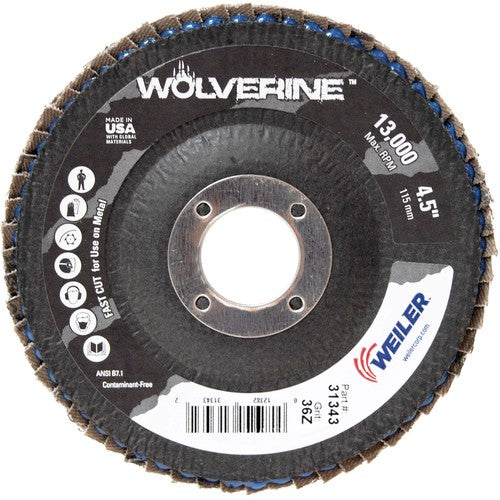 4 1/2″ - 7/8″ - 36 Grit - T29 Zirconium Wolverine Fast Cut Flap Disc - Top Tool & Supply