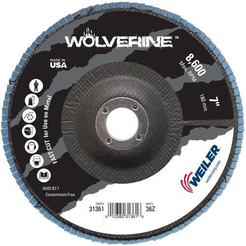 7″ Vortec Pro Abrasive Flap Disc, Angled, Phenolic Backing, 36Z, 7/8″ Arbor Hole - Top Tool & Supply