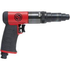 Chicago Pneumatic - 1/4" Bit Holder, 800 RPM, Pistol Grip Handle Air Screwdriver - 7.4 to 14.8 Ft/Lb Torque, 1/4" Inlet, 28.4 CFM - Top Tool & Supply