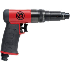 Chicago Pneumatic - 1/4" Bit Holder, 1,900 RPM, Pistol Grip Handle Air Screwdriver - 0.3 to 3.8 Ft/Lb Torque, 1/4" Inlet, 28.2 CFM - Top Tool & Supply