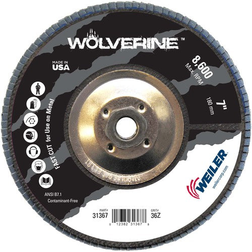 7″ Vortec Pro Abrasive Flap Disc, Angled, Phenolic Backing, 36Z, 5/8″-11 UNC Nut - Top Tool & Supply