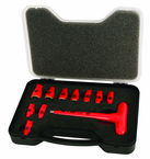 Insulated 1/4" Inch T-Handle Socket Set Includes Socket Sizes: 3/16; 7/32; 1/4; 9/32; 5/16; 11/32; 3/8; 7/16; 1/2; 9/16 and T Handle In Storage Box. 11 Pieces - Top Tool & Supply