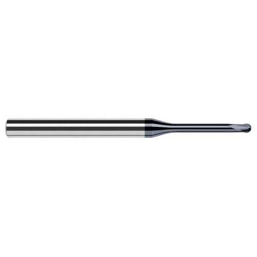 ‎3/32″ Dia. × 1/4″ Shank × 0.074″ DOC × 2-1/2″ OAL, Carbide AlTiN, 2 Flute, Ballnose End Mill - Exact Industrial Supply