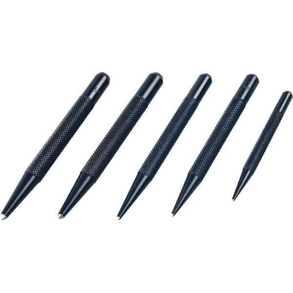 Mitutoyo - 5 Piece, 1/16 to 5/32", Pin Punch Set - Round Shank, Comes in Plastic Sleeve - Top Tool & Supply