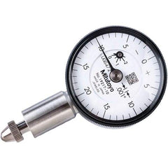 Mitutoyo - 0.1" Range, 0-20-0 Dial Reading, 0.001" Graduation Dial Drop Indicator - 1.22" Dial, 0.04" Range per Revolution, 0.001" Accuracy, Revolution Counter - Top Tool & Supply