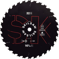 Skilsaw - 16-5/16" Diam, 1" Arbor Hole Diam, 32 Tooth Wet & Dry Cut Saw Blade - Carbide-Tipped, Cutoff Action, Standard Round Arbor - Top Tool & Supply