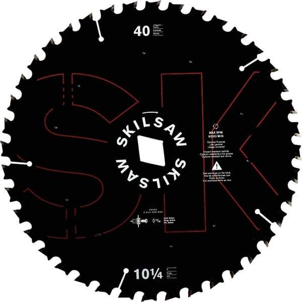 Skilsaw - 10-1/4" Diam, 1" Arbor Hole Diam, 40 Tooth Wet & Dry Cut Saw Blade - Cermet-Tipped, Cutoff Action, Diamond Arbor - Top Tool & Supply