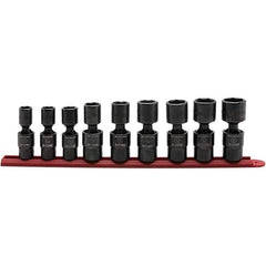 GearWrench - 9 Piece 1/2" Drive Black Finish Impact Socket Set - 6 Points, 1/2" to 1" Range, Inch Measurement Standard - Top Tool & Supply