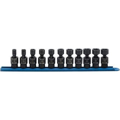 GearWrench - 11 Piece 3/8" Drive Black Finish Impact Socket Set - 6 Points, 8mm to 19mm Range, Metric Measurement Standard - Top Tool & Supply