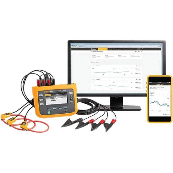 Fluke - 3 Phase, 1,000 VAC, 0.01 to 1,500 Amp Capability, 42.5 to 69 Hz Calibration, LCD Display Power Meter - 1 Current Accuracy, 0.1 Voltage Accuracy - Top Tool & Supply