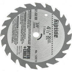 Porter-Cable - 4-1/2" Diam, 3/8" Arbor Hole Diam, 20 Tooth Wet & Dry Cut Saw Blade - Carbide-Tipped, Ripping Action, Standard Round Arbor - Top Tool & Supply